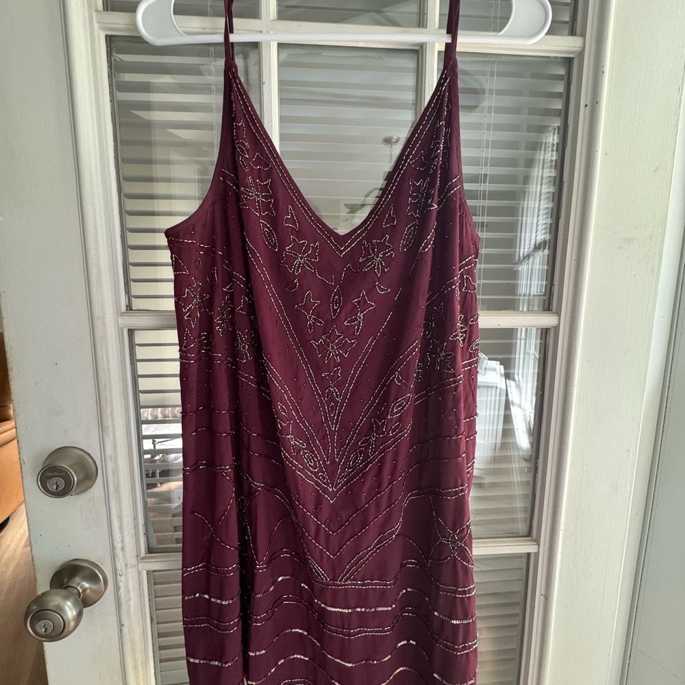Free People Elegant Purple Embellished Dress